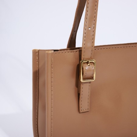 Bag Female Tout with zipper, beige color-3