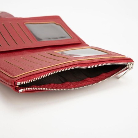 Women's wallet on the button, burgundy color-3