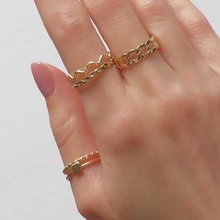 Ring set 5 pieces "perfect fingers" geometry, white color in gold-2