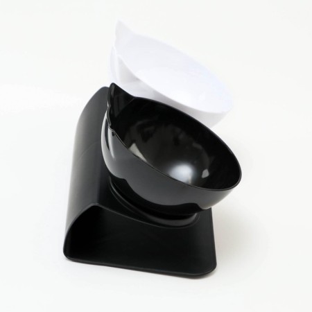 Plastic bowls on a black stand 27.5 x 14 x 15 cm black/white-2