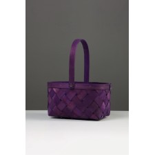 Wicker basket 23 x 18 x 12 cm, handle h = 13 cm, purple
