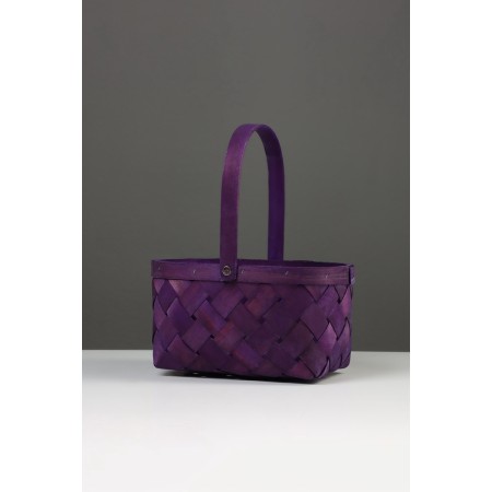 Wicker basket 23 x 18 x 12 cm, handle h = 13 cm, purple