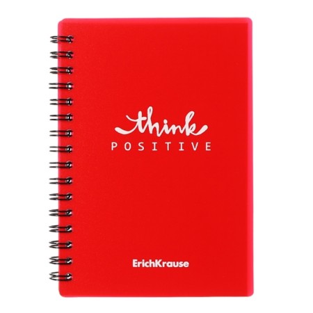 Notebook A6, 80 sheets in a cage on a spiral Erichkrause "Classic Words", plastic cover, an offset unit, whiteness 100%, red