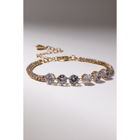 Bracelet with rhinestones "Zircon" Izvsk, path, white color in gold, 15cm-1