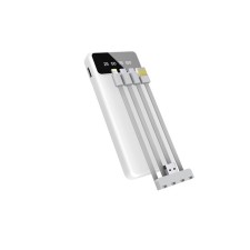Внешний аккумулятор BYZ W79, 10000 мАч, Type-C, USB,  2 А, дисплей, кабели 4, дисплей, белый