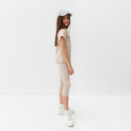 Комплект для девочки (майка и велосипедки) MINAKU, цвет бежевый, рост 134 см-2