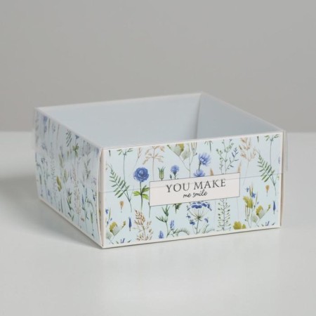 Bearbox under the gentor with PVC lid, confectionery packaging "You make me smile", 12 x 6 x 11.5 cm