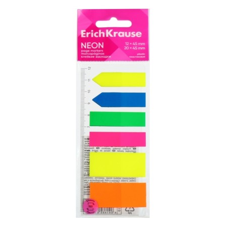 Bookmarks with adhesive edge plastic 12x45 mm, Erichkrause "Neon", 20x45 mm, 150 sheets 5 colors-2