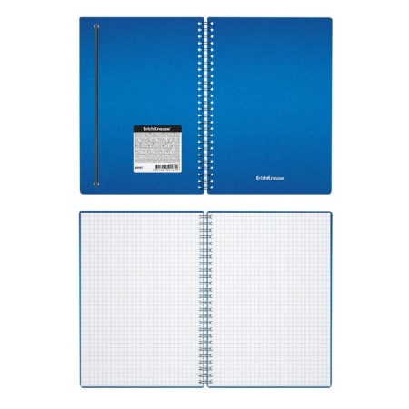 Notebook A5, 80 sheets in a cage on the crest Erichkrause "Ice Metallic", a plastic cover on an elastic band, an offset unit, white 100%, mix-1