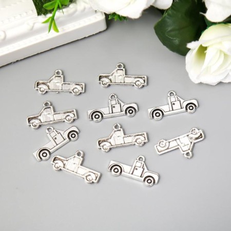 Decor metal "Truck" silver 1.4x2.6 cm-2