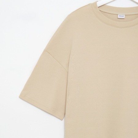 Women's T-shirt Minaku: Home Collection Beige Color, Rr. 48-4