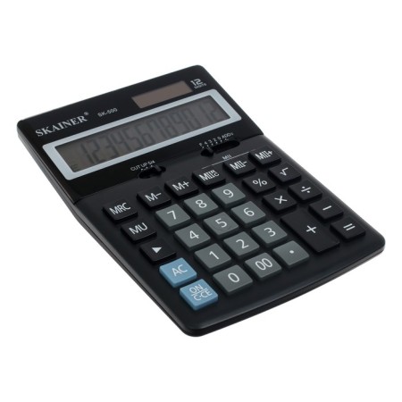 The calculator is a desktop medium, 12-bit, Skainer SK-500, 2 power, 2 memory, 123 x 171 x 31 mm, black-2