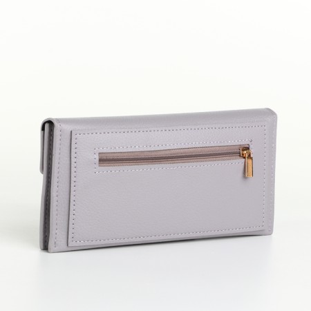 Women's wallet on the button, gray color-1