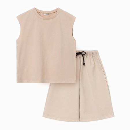 A set for a boy (T -shirt and shorts) minku, beige color, height 152 cm-4