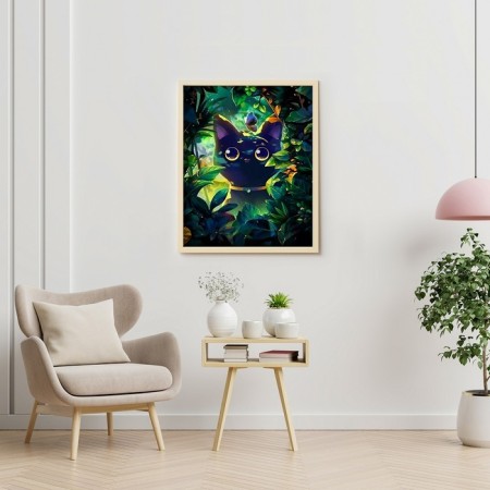 Picture on numbers 40x50 Black canvas "Cat Art" (23 colors) BHR0582-1