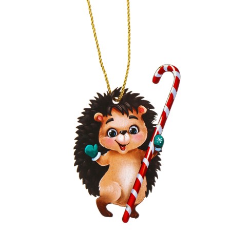 New Year's wooden pendant "New Year! Cute hedgehog "-4