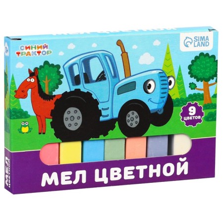Color school crayons, 9pcs "Blue Tractor", rectangular-3