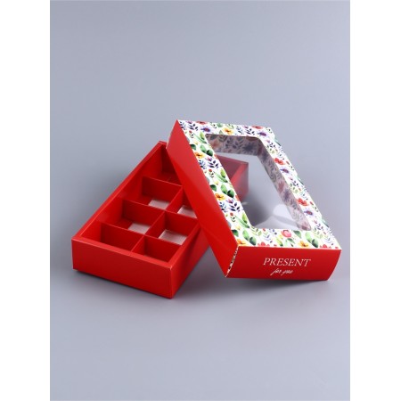 Folding box for 8 sweets "Present", 9.8 x 17.7 x 3.5 cm. Confectionery packaging-3