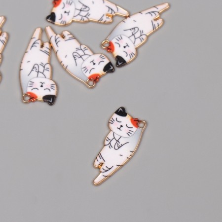 Decor for creativity metal, enamel "Kitty sleeps" 2.5x1.3 cm