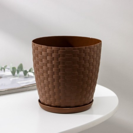 Pot for flowers with a paradon "Roatan", 1.2 l, the color is dark brown-1