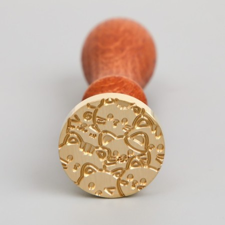 Printing for wax with a wooden handle "cats" 9x2.5x2.5 cm-1