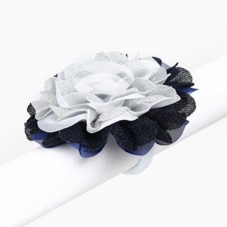 Outlet. Bant for hair on an elastic band, white with blue, 11 cm, Minnie Mouse-4
