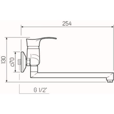 Kitchen mixer "RMS" SL86-005, single-leaf, wall, pour 220 mm, zinc, chromium-3
