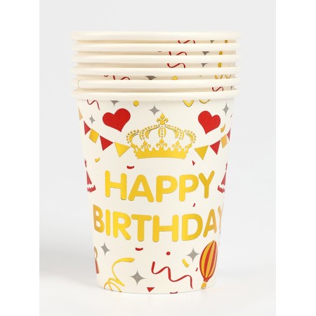 A set of paper utensils "Happy Birthday", 12 pcs., White color-4