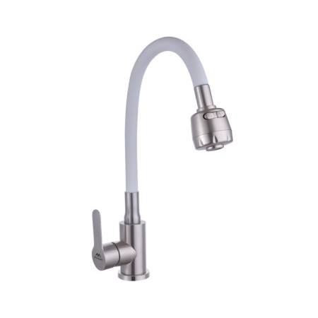 Fashun A54101+N7346 kitchen mixer, single -leaf, flexible surge, satin, white
