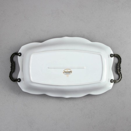 Dish "rose", 2.5 l, rectangular, gold stroke, porcelain, Iran-3