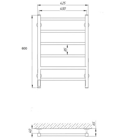 Two -heated towel rail Laris Felia CC6, 400x600 mm, 6 crossbars, left, white-8
