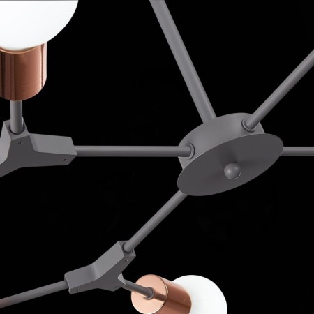 Ceiling EVOLUCE lamp. Sle106403-08. Palare. 8x60 watts, E27, 69.5x69.5x35.5 cm, gray color, pink gold-9