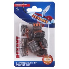 Universal terminal Rexant QMC 222-413, 3-wire, transparent, 0.08-2.5/4 mm2, 10 pcs