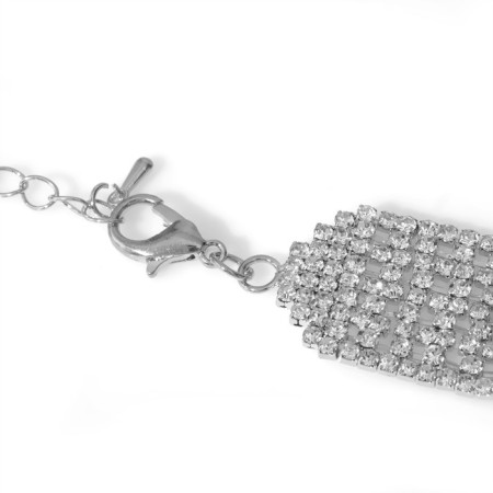Necklace "ice", 9 rows, white color in silver, 35cm-1