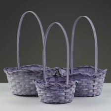 Camping of baskets, 19x7.5x9.5/31 cm, 22x9x11/34 cm, 24x9x11.5/35 cm, 3 pcs, purple, bamboo