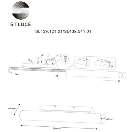 Wall lamp ST LUCE. SL439.121.01. 1x30 W, LED, 4000K, 2800 LM, 89x6 cm, chromium color-6