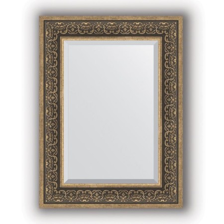 Mirror with fatset in the baguette frame - silver monogram 101 mm, 59 x 79 cm, evoForm