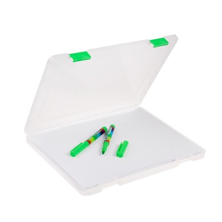 A4 document folder, with green latches, 230 x 305 x 23 mm, transparent case-2