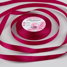 Satin tape, 12 mm × 23 ± 1 m, raspberry color No. 72