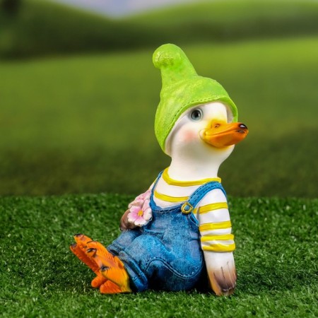 Garden figure "Duckling with flowers" 10x5.5x16cm