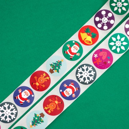 Stickers in the roll "New Year holiday", 500 pcs, 2.5 x 2.5 cm-2