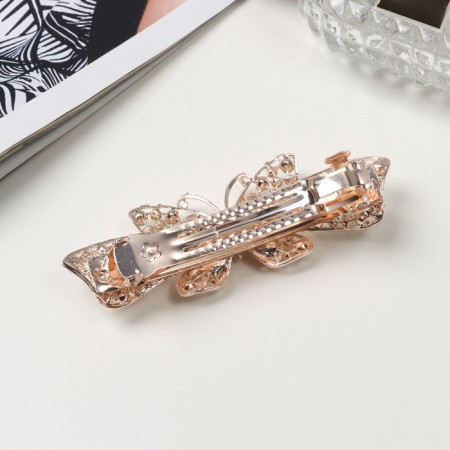 Hair hair clip "Wendy Blue" butterfly, 9 cm, gold-1