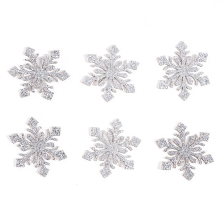 Decor "Snowflakes" on an adhesive basis, set of 6 pcs., Silver color-1