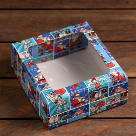 Gift box, lid is, "Pop-Art Helpers of New Year", 14.5 x 14.5 x 6 cm, 1 pc.-2