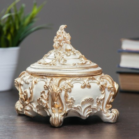 Casket, ivory/gold 15x12x14cm-5