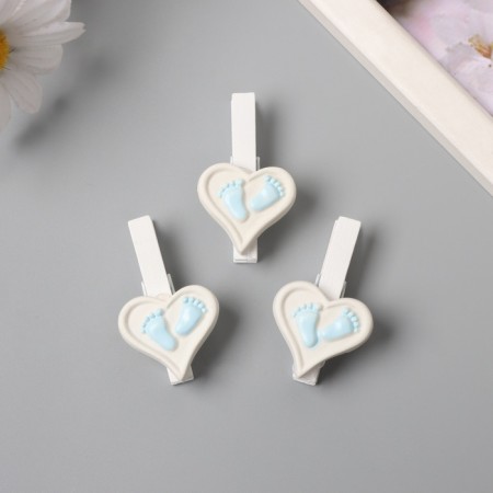 Decor for creativity tree "Procher. Heart with legs" Blue set 3 pcs 1.7x3x5 cm