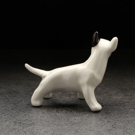 Porcelain figurine "Bulberry in the rack", white, black ear, 7 cm-2