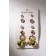 Pusets 6 pairs "ball" flower, white color in gold