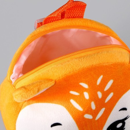 Baby plush backpack for a girl, round Lisenok, 18 × 18 cm-5