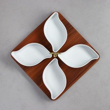 Menzhitsa "Royal Service", 4 pcs: 300 ml, wooden base, porcelain, Iran-3